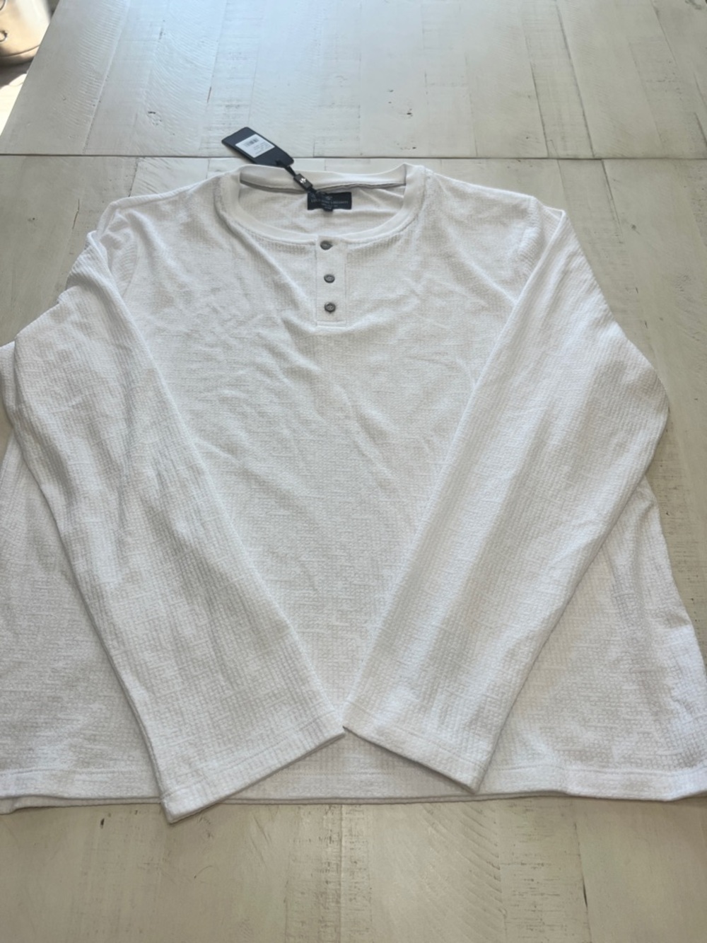 Luchiano Visconti Men’s White Long-Sleeve Henley Shirt 2XL NWT MSRP $98.00